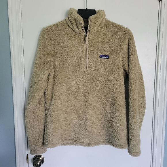 Patagonia Worn Wear Pullover Medium Tan Fleece Women’s 1/4 Zip Sherpa Jacket - Picture 1 of 11
